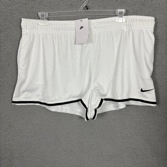 Nike Pants - Nike Women's Sportswear Essentials Mesh Mid-Rise Shorts White XXL New With Tag's